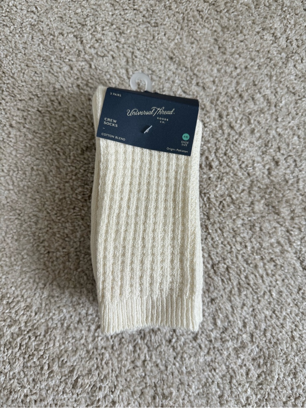 Universal Thread Cream Cable Rib Crew Socks - 3 Pack